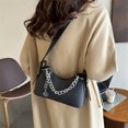 thumbnail image 2 of Moda minimalista de invierno 2025, tendencia casual, bolso de vaquero PU de un solo hombro en color sólido, estilo medialuna, para mujer., 2 of 10
