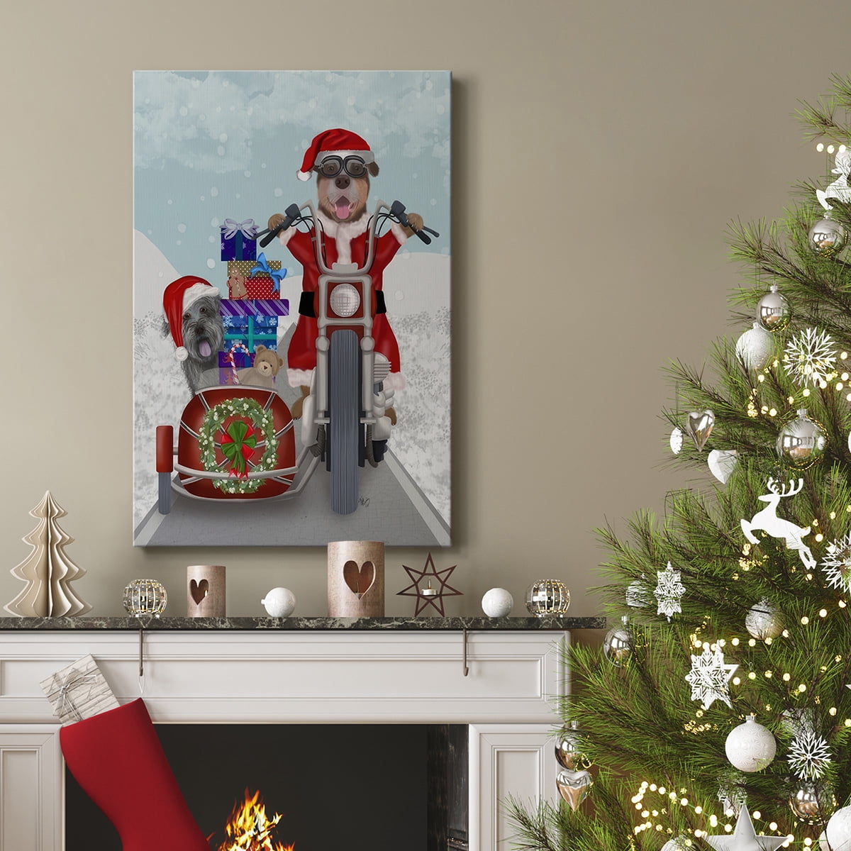 Christmas Mutts Christmas Chopper- Gallery Wrapped Canvas