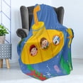 thumbnail image 4 of Yellow Submarine Soft Flannel Fleece Blanket, Boy and Girl Children with Dog in Submarine Colorful Cartoon Illustration, Cozy Plush for Indoor and Outdoor Use, 70" x 90", Multicolor, by Ambesonne, 4 of 5