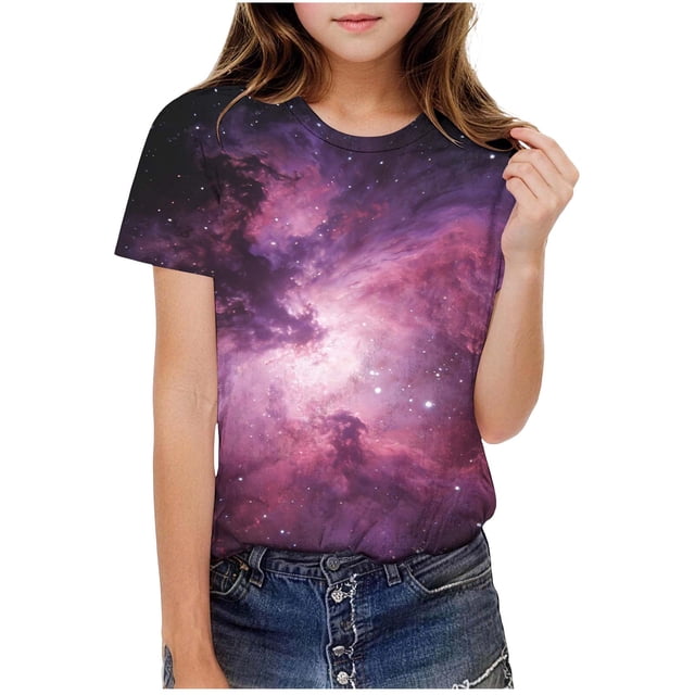 T-Shirt à Manches Courtes pour Tout-Petits et Enfants avec Col Rond et Imprimé, Haut Décontracté pour Garçons et Filles, Mélange 95 % Polyester et 5 % Spandex