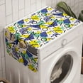 thumbnail image 1 of Modern Washing Machine Organizer, Geometrical Retro 80s Themed Image Lines Circles and Spots Print, Anti-slip Fabric Top Cover for Washer and Dryer, Blue Yellow and Black, by Ambesonne, 1 of 1