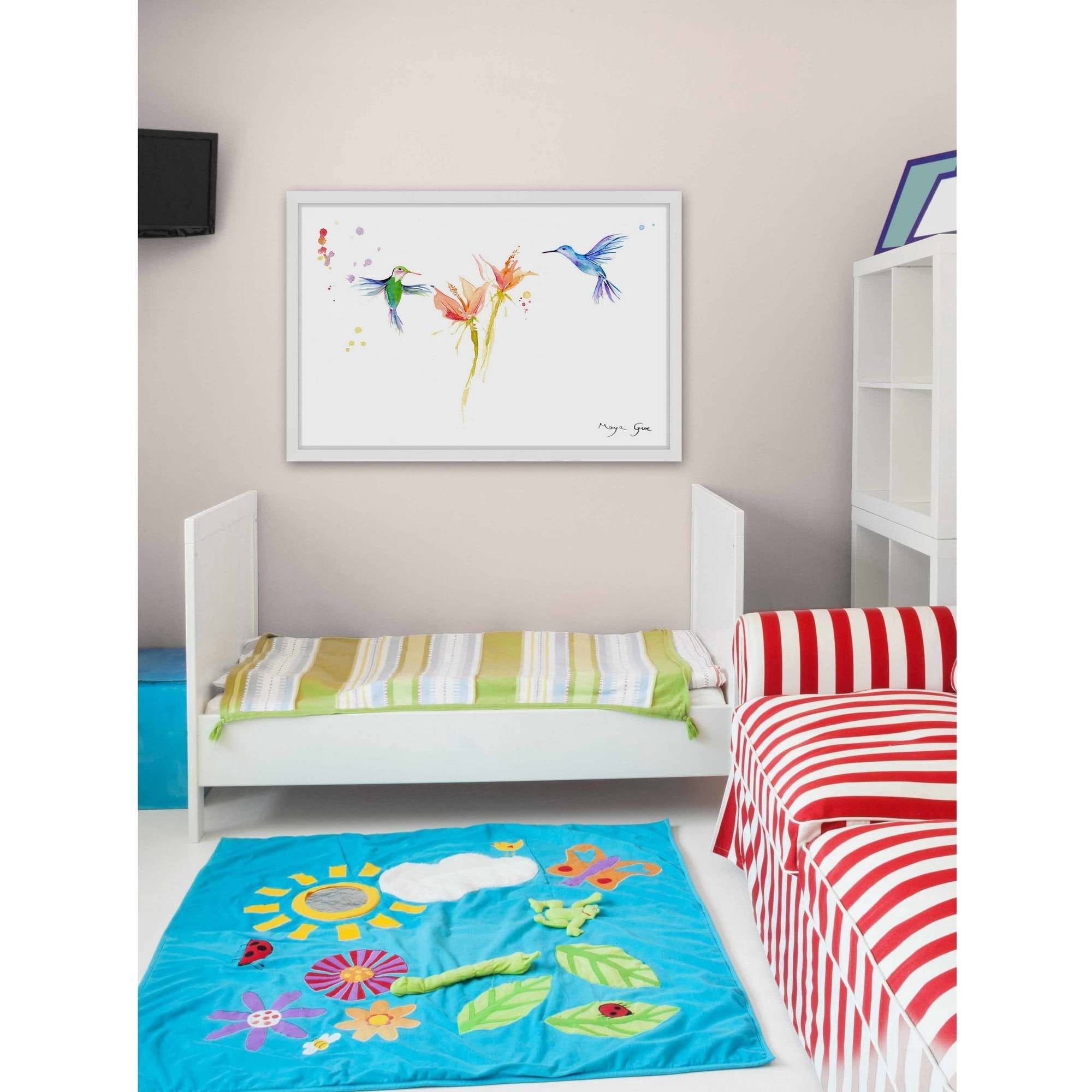 Marmont Hill "Hummingbirds Hover" by Maya Gur Framed Painting Print
