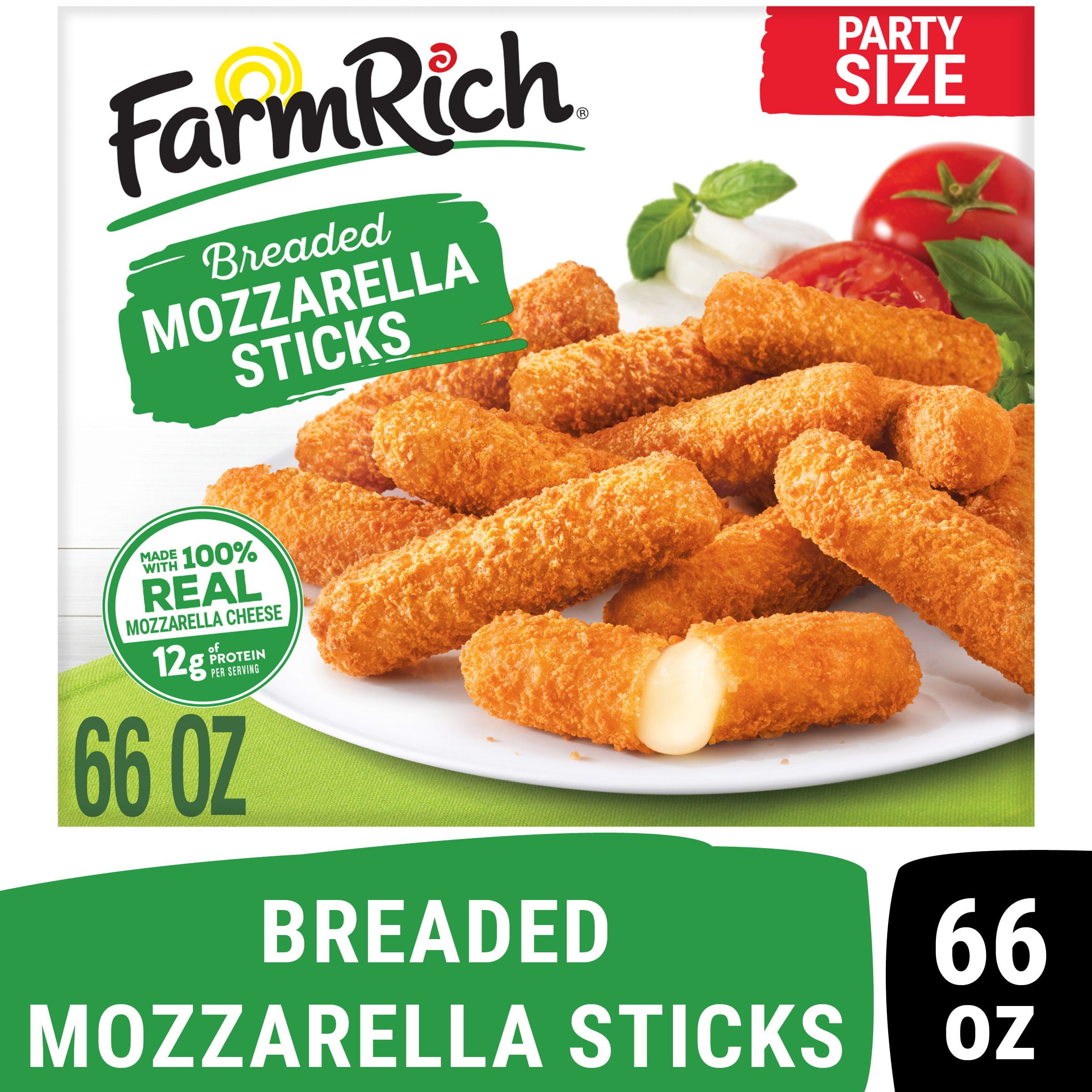 Farm Rich Breaded Mozzarella Cheese Sticks, Party Size Snack, Frozen ...