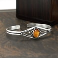 thumbnail image 4 of 925 Silver Plated Natural Tiger Eye Cuff Bangle Bracelet for Women – Handmade Open Bangle – Brown Gemstone June Birthstone Statement Jewelry – Gift for Her, 4 of 5