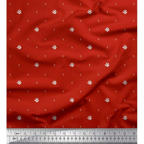 Soimoi Cotton Duck Fabric Dot & Floral Artistic Print Fabric by the Yard 56 Inch Wide
