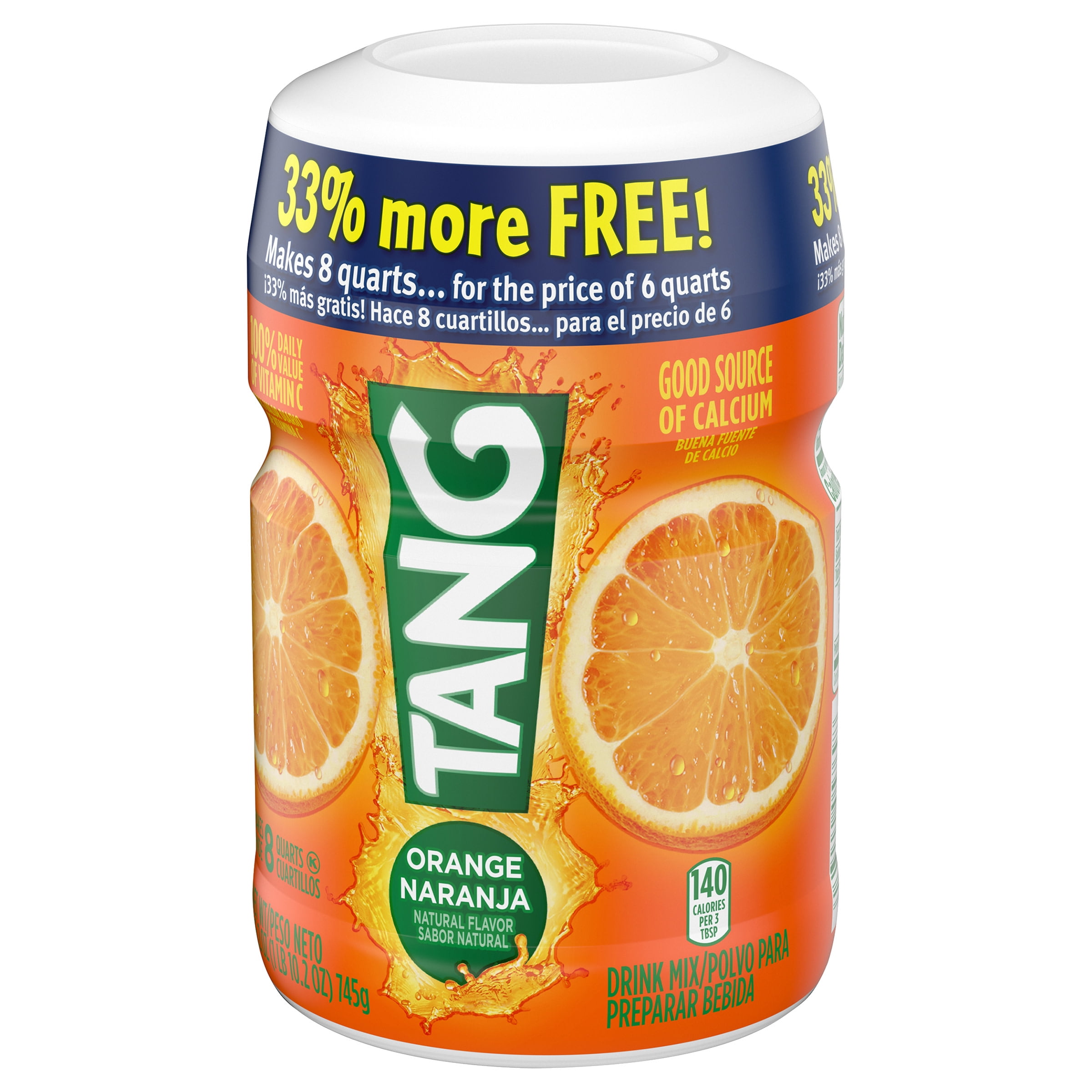 Tang Orange Naturally Flavored Powdered Soft Drink Mix, 18 oz Canister