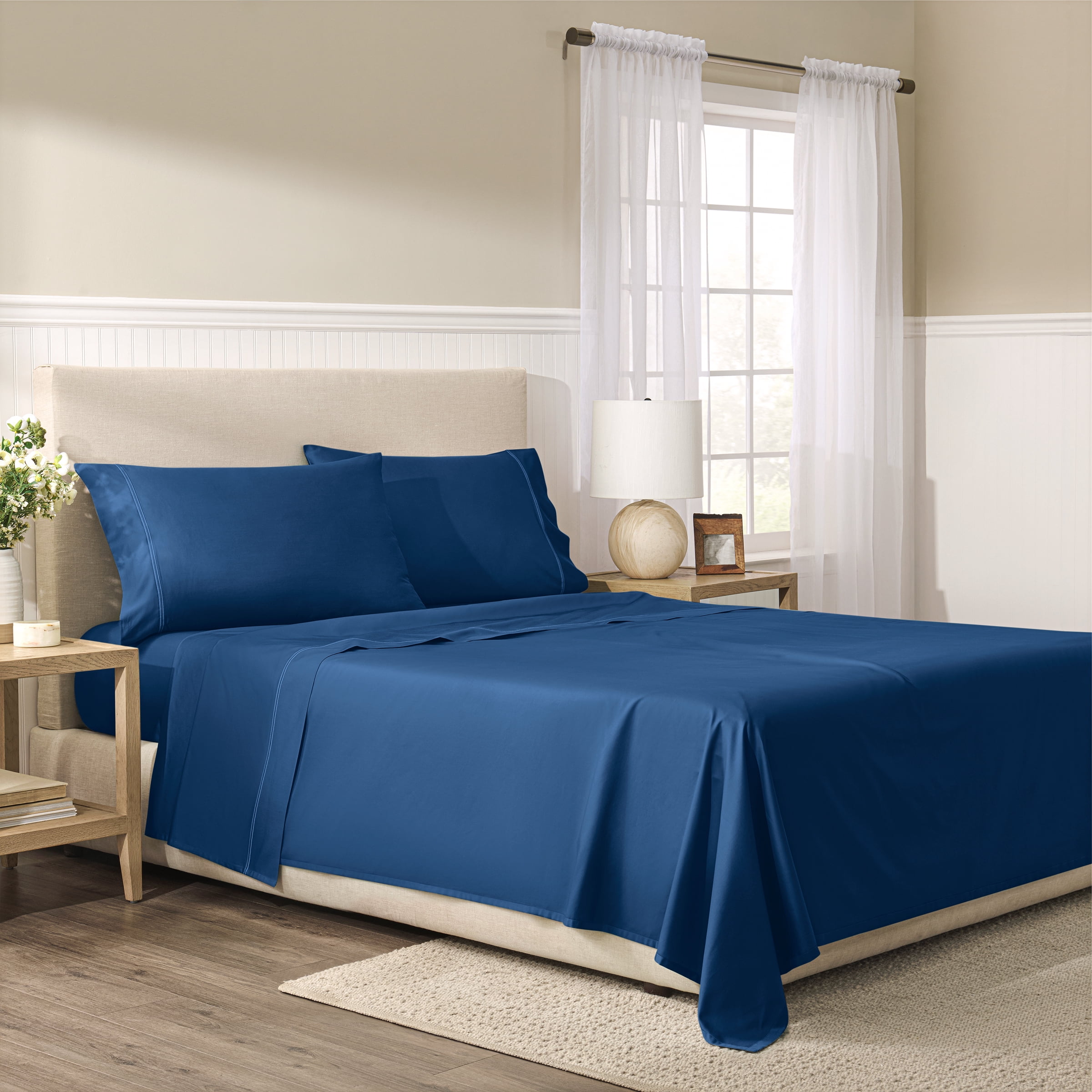 Wamsutta 1846 4-Piece 650 Thread Count Titan Egyptian Giza Cotton Sateen Bed Sheets, King-Deep Pocket