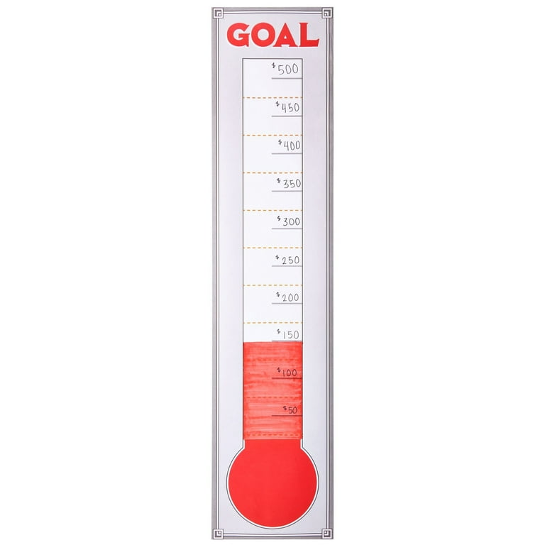 Pack Giant Fundraising Thermometer for Goal Setting, Tracker