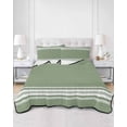 thumbnail image 3 of Dark Sage Green Summer Quilt Set Twin Size, Soft Microfiber Quilted Bedding Set with 2 Pillow Shams, Farmhouse Sage Green White Striped Lightweight All Season Bedspread Coverlet for Bedroom 68"x86", 3 of 6