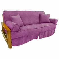 Blazing Needles 9672-CD-MS-UV 8 to 9 in. Solid Microsuede Double Corded Full Futon Slipcover Set with Four Throw Pillows, Ultra Violet - Set of 5