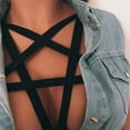 thumbnail image 3 of Womens Black Pentagram Chest Body Harness Cage Bra Hollow Bustier, 3 of 8