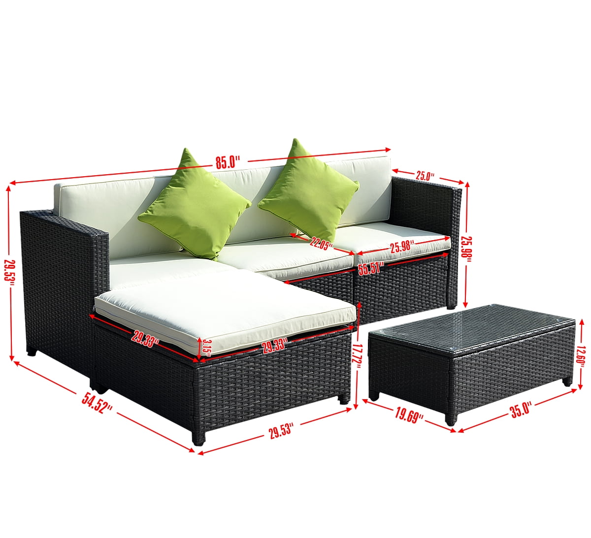Costway Outdoor Patio 5pc Furniture Sectional Pe Wicker Rattan Sofa Costway Outdoor Patio 5pc Furniture Sectional Pe Wicker Rattan Sofa Set Deck Couch Black Brown Com