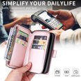 thumbnail image 6 of SaniMore for iPhone 14 Pro Max (6.7" 2022) 3 in 1 Case, Zipper Purse Cover + Card Slots +  Kickstand + Detachable Lanyard Comprehensive Protective Shockproof Anti-drop Shell, Rosegold, 6 of 8