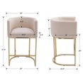 Contemporary Cream Linen Bar Stool, 29" Upholstered Fabric Counter