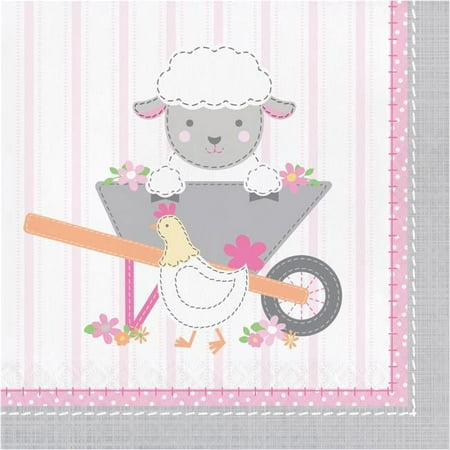 Farmhouse 1st Birthday Girl Napkins, 16 Count