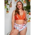 thumbnail image 2 of Rosegal Women Plus Size Flower Print Padded Criss-cross Bikini Set Multi 5X, 2 of 5