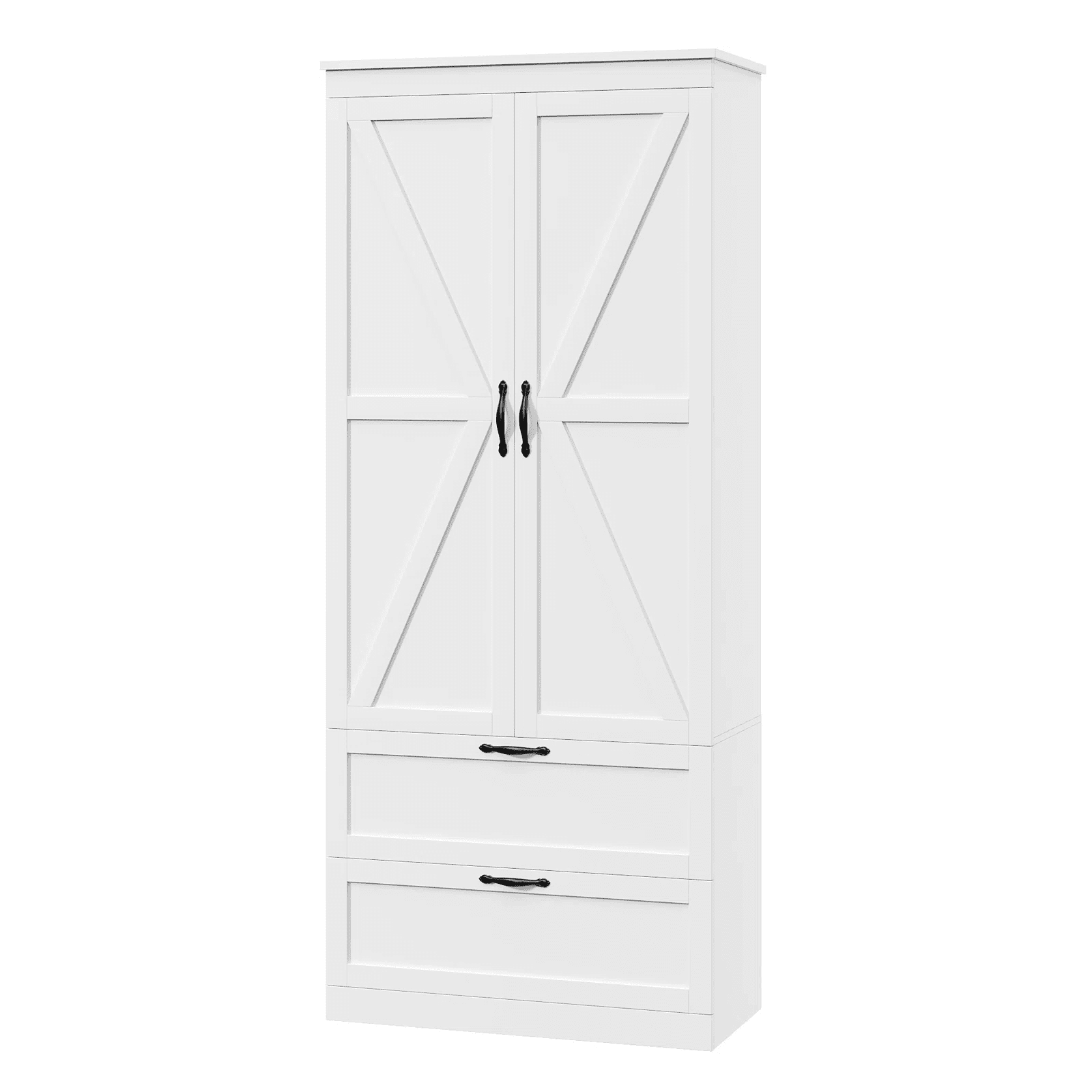 Homfa 70'' Tall Kitchen Pantry with Shelf & Drawer, Farmhouse 2 Door Pantry Storage Cabinet for Dining Room Living Room, White
