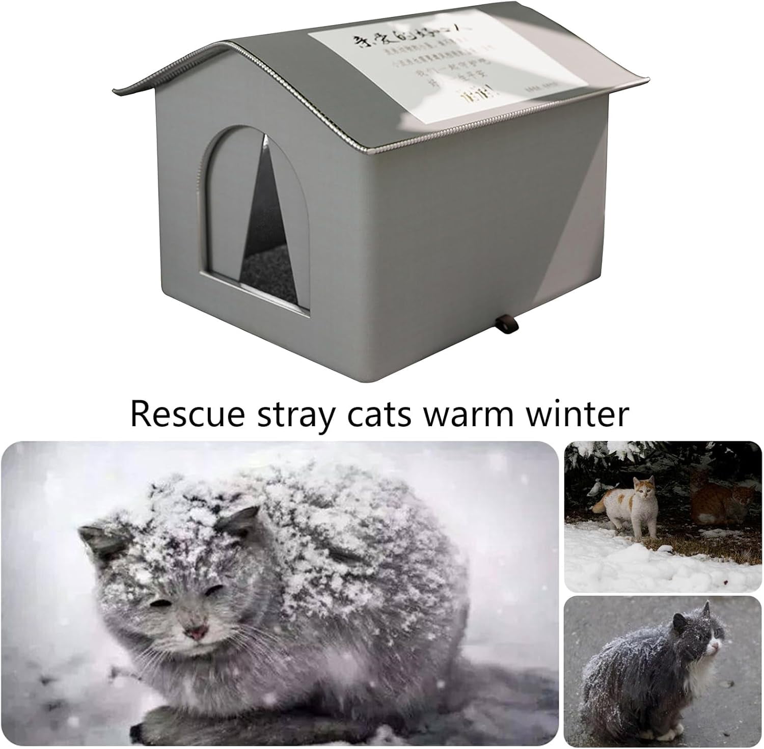 Weatherproof Feral Cat Shelter - Insulated Winter Cat House | Waterproof Enclosed Pet Tent for Multiple Cats, Outdoor Cat House for Porch, Barn, Yard, Heated Pet House for Cold Weather Protection