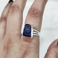 thumbnail image 5 of Natural Lapis Lazuli Ring, Rough Lapis Lazuli Ring, Afghani Lapis, Three Doted Band, 925 Sterling Silver, Womens Ring, Christmas, Thanksgiving, Handmade, Statement Jewelry, Rough Gemstone Jewelry, 5 of 6