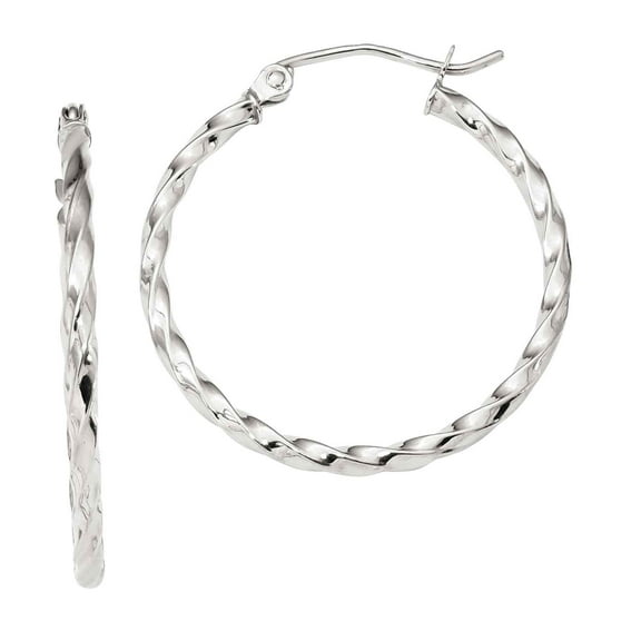 Primal Gold 10 Karat White Gold Twist Polished Hoop Earring