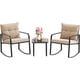 thumbnail image 1 of Zocalo Juego de bistró mecedor de 3 piezas, muebles de patio de acero negro, sillas de porche con mesa de centro de vidrio y cojín de respaldo, para balcón, jardín, terraza y patio,amarillo, 1 of 7