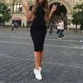 thumbnail image 1 of MYG Mode Femmes Manches Courtes Bodycon Casual Soirée Cocktail Mini Robe, 1 of 9