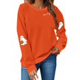 thumbnail image 2 of YVNAURA Women’s Oversized Graphic Print Crewneck Sweatshirt Long Sleeve Loose Fit Casual Pullover Top Fall Spring Trendy Street Style Tee 1 Pack, Orange,L, 2 of 4