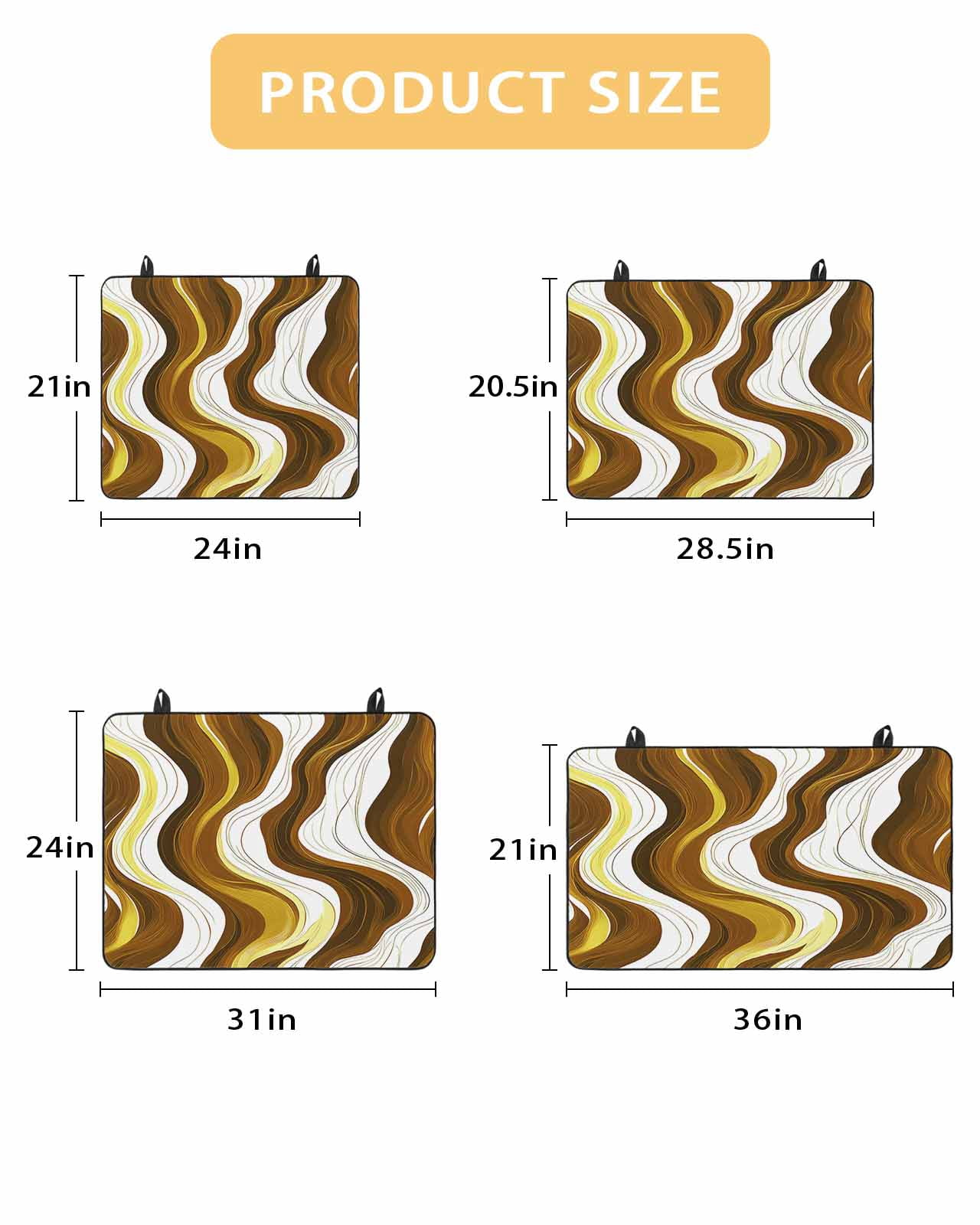 nqOlkjepod Large Induction Cooktop Protector Mat 24"x21", Brown Stripe Stove Top Covers for Electric Stove, Gold Geometric White Coastal Wave Modern Ocean Stove Burner Cover Mats Stove Cover