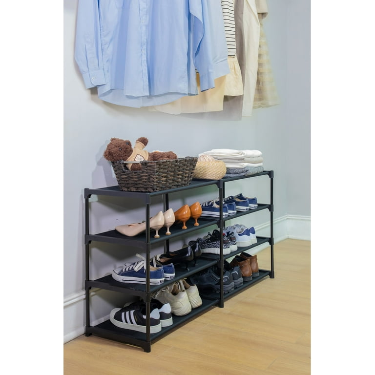 HOUSE AGAIN 4 Tier Long Shoe Rack for Closet, Shoe Shelf 24-Pairs