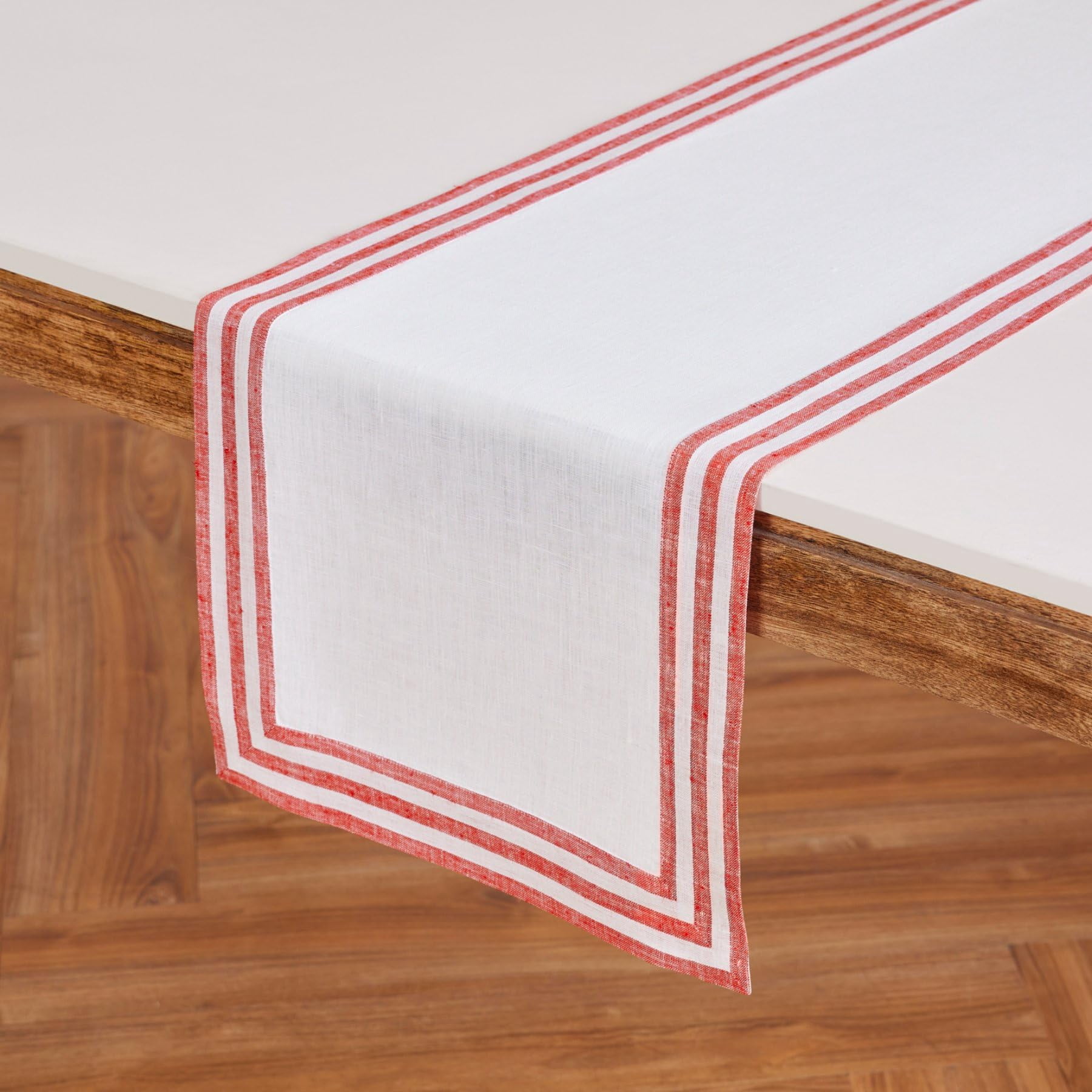 Linen Red Table Runner 72 Inches Long - 100% Pure Linen 14 x 72 Inch Table Runner - Mila