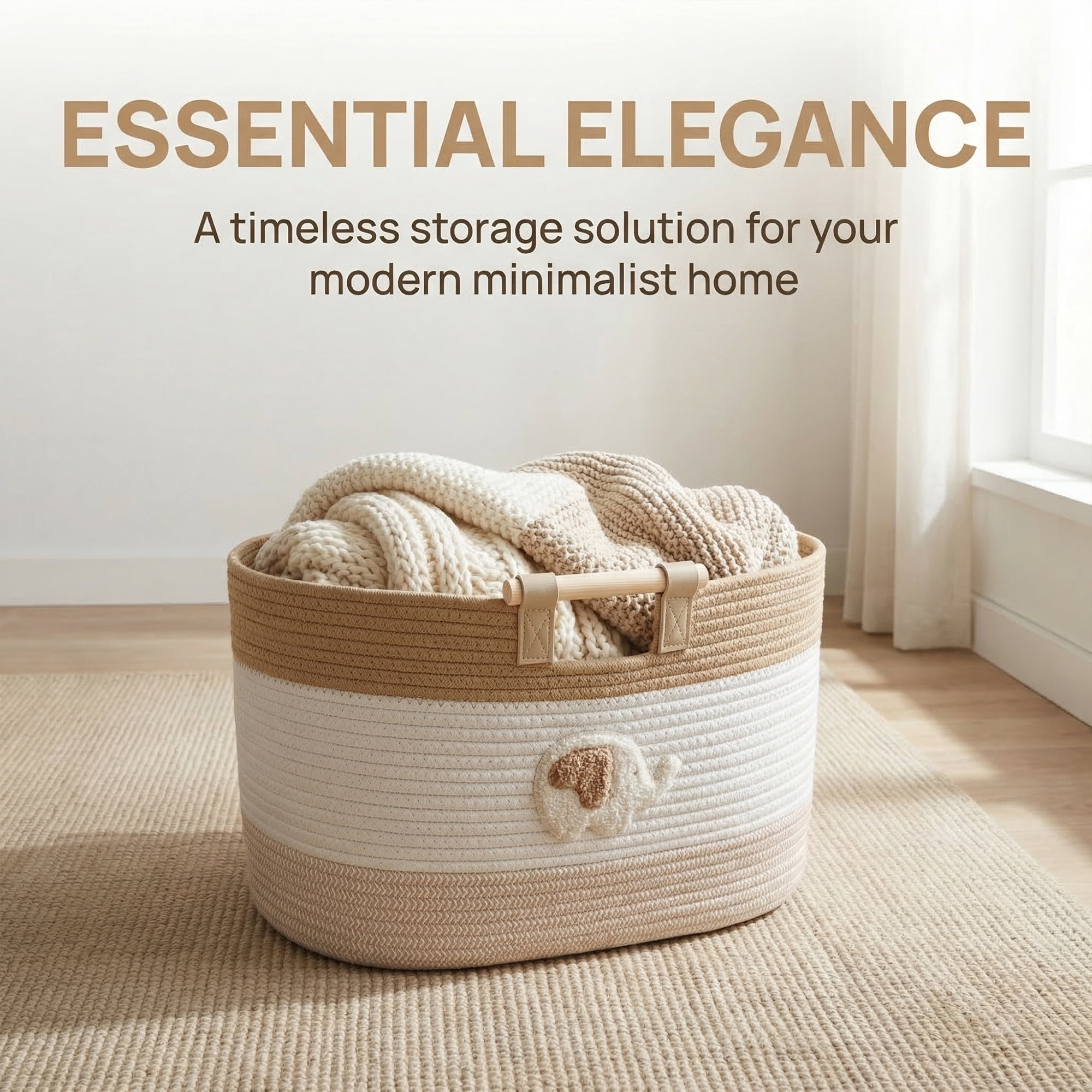 Unique Bargains Easy Shaping Woven Shelf Closet Storage Bin Elephant 16.9*11*11in