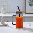 thumbnail image 6 of 400ml Glass Tumbler with Lid and Straw, Insulated Iced Coffee Cup, Beer Mug, Home Drinking Glass, Milk Beverage Cup, 6 of 7