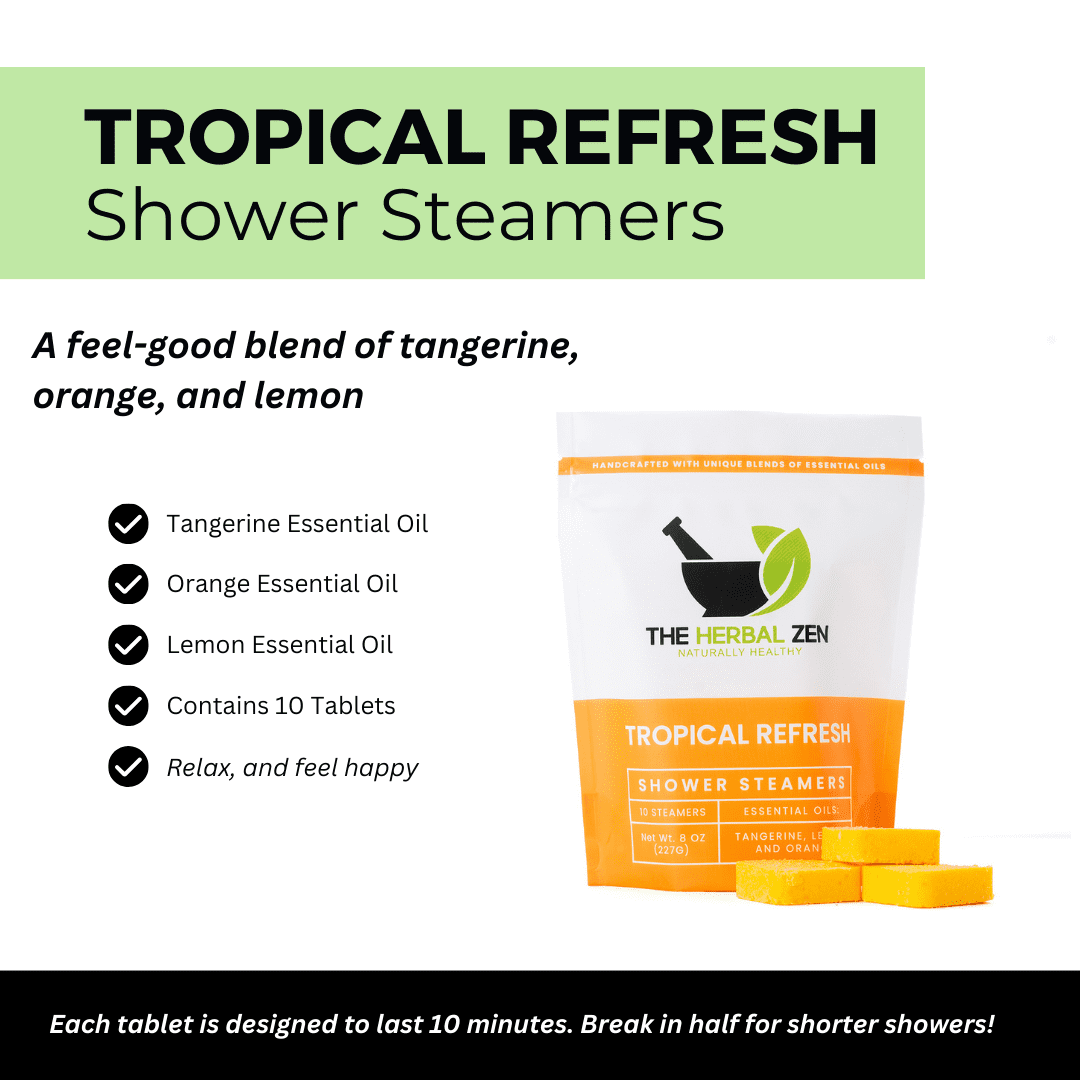 Tropical Refresh Citrus Shower Steamers Aromatherapy - USA Made Mothers Day Gift for Mom - Orange & Lemon Shower Bomb Tablets - Soothing Natural Essential Oils (10 Pack)