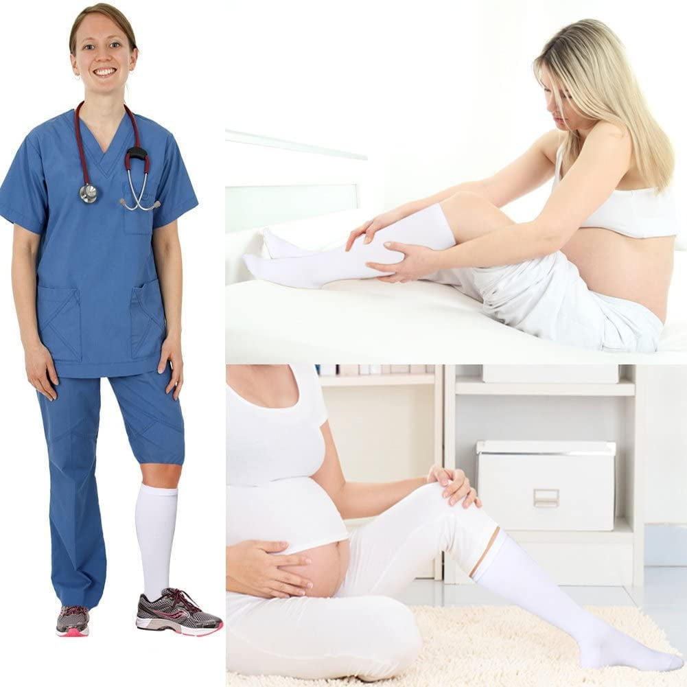 2 Pairs Zipper Compression Socks Thigh High 20-30 MmHg Compression Socks Closed Toe Thigh High Compression Stockings