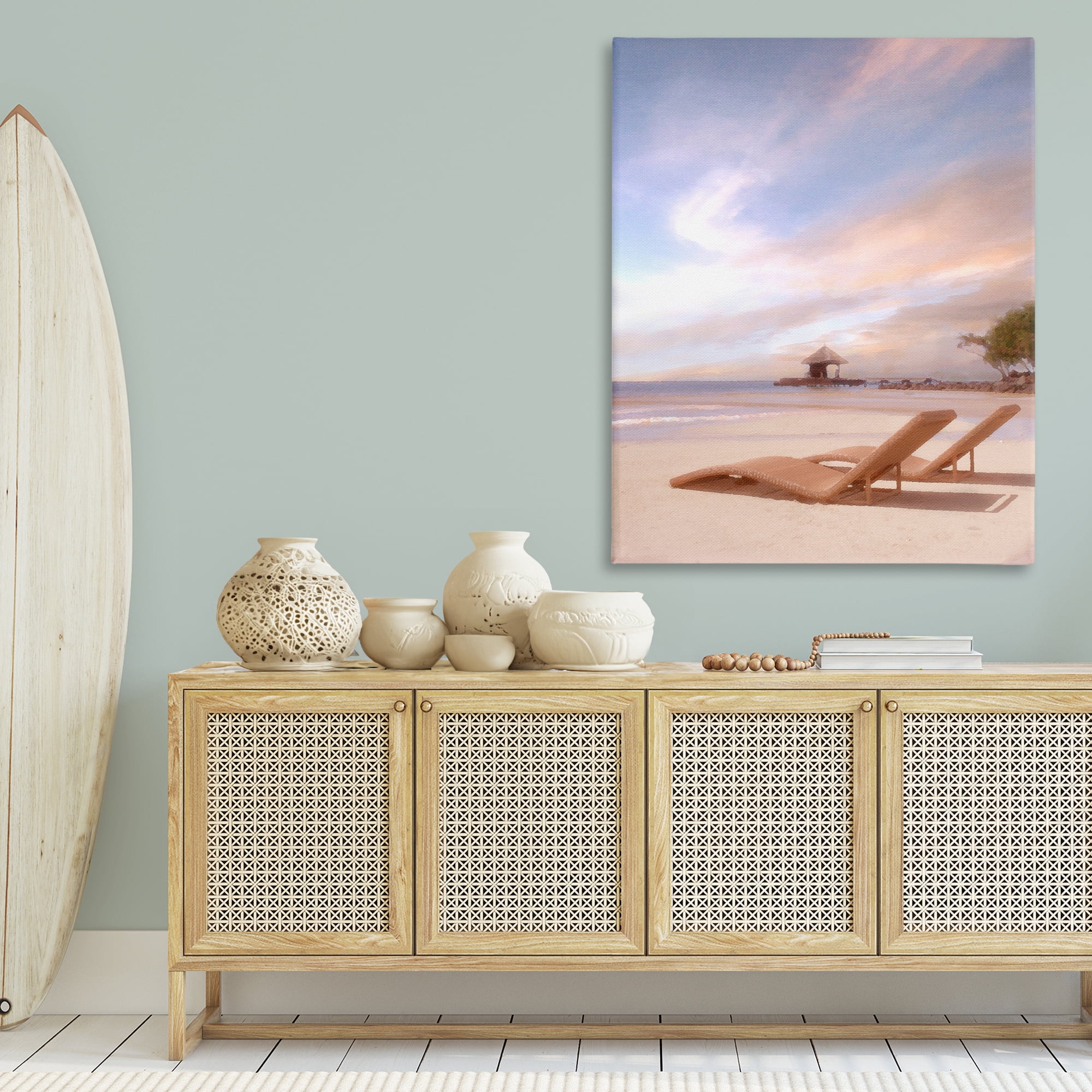 Stupell Industries Lounging Beside Sea Landscape Painting Gallery Wrapped Canvas Art Print Wall Art, 36 x 48
