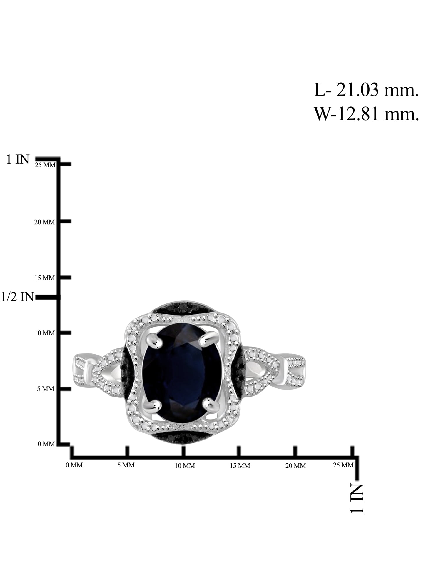 6.00 Carat T.G.W. Sapphire And Black & White Diamond Accent Sterling Silver 3-Piece Jewelry set