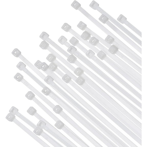 12" White Zip Cable Ties (100 Pack), 40lbs Tensile Strength, Heavy Duty, Self-Locking Premium Nylon Cable Wire Ties for Indoor and Outdoor by (White) White