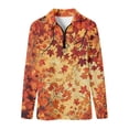 thumbnail image 5 of Bibifish Womens Tops Collared Half Zip Maple Leaf Print Long Sleeve Tees Athletic Active Lightweight Shirts, 5 of 6