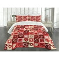 thumbnail image 3 of Ambesonne Valentine's Day Quilted Bedspread Set 2 Pcs, Valentine Hearts, Twin Size, Beige Coral Red, 3 of 5