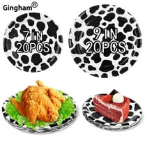 40Pcs 7in& 9in Cow Print Paper Plates, Disposable Farm Animal Themed Tableware Set, Party Supplies