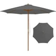 thumbnail image 1 of Gymax 10FT Wooden Market Table Umbrella Pulley Sunshade Canopy w/8 Bamboo Ribs Gray, 1 of 9