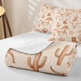 thumbnail image 4 of Manfei Western Galloping Horse Bed Spread Queen 3pcs,Vintage Cactus Horseshoe Queen Coverlet Set,Beige Brown,1 Quilt and 2 Pillowcases, 4 of 7