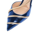 thumbnail image 4 of FSJ Women Chic Pointed Closed Toe Stiletto High Heels Slingback Pumps Gold Thin Ankle Strap Sandals Dressy Shoes Size 5.5 Navy, 4 of 4