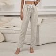 thumbnail image 2 of Women's Tall Fit Linen Blend Pants with Adjustable Drawstring Waist and Side Pockets, Lightweight Breathable Fabric for All Day Comfort Khaki S, 2 of 8