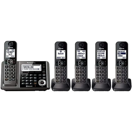 Used Panasonic 5 Handset Link2Cell Cordless Phone KX-TG585SK - Black
