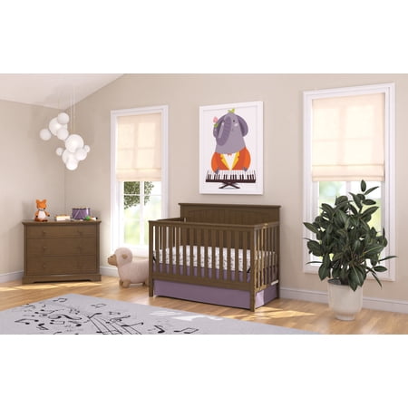 Child Craft Sheldon Crib and Dresser Nursery Set, 2-Piece, Includes 4-in-1 Convertible Crib and 3-Drawer Dresser, Grows with Your Baby (Cocoa Bean Brown)