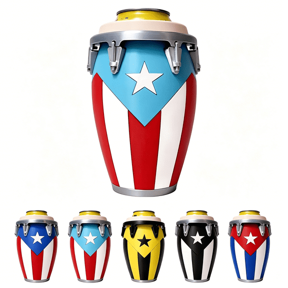 BPPEG Can Holder, with Can Opener, 3D Printed Conga Drum Insulator Beverage Holder, Fun Flag Conga Drum Beer for Tailgates,BBQs,Themed Events (A)