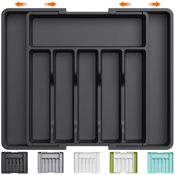 Lifewit Organizador de Cubiertos, Bandeja para Cubiertos Extensible, Cubertero para Cajón para Menaje, Organizador de Cubertería Ajustable y Compacto para Cucharas Tenedores Cuch