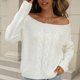 thumbnail image 5 of Gibobby Suéter térmico de manga larga 2023 Otoño Invierno suéter rosa para mujer elegante suéter de punto con hombros descubiertos para una apariencia encantadora (Blanco, XL), 5 of 5