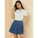 thumbnail image 2 of Blusa Allegra K para Mujer estampado de Cereza cuello con Corbata lazo Blanco-Floral M, 2 of 6